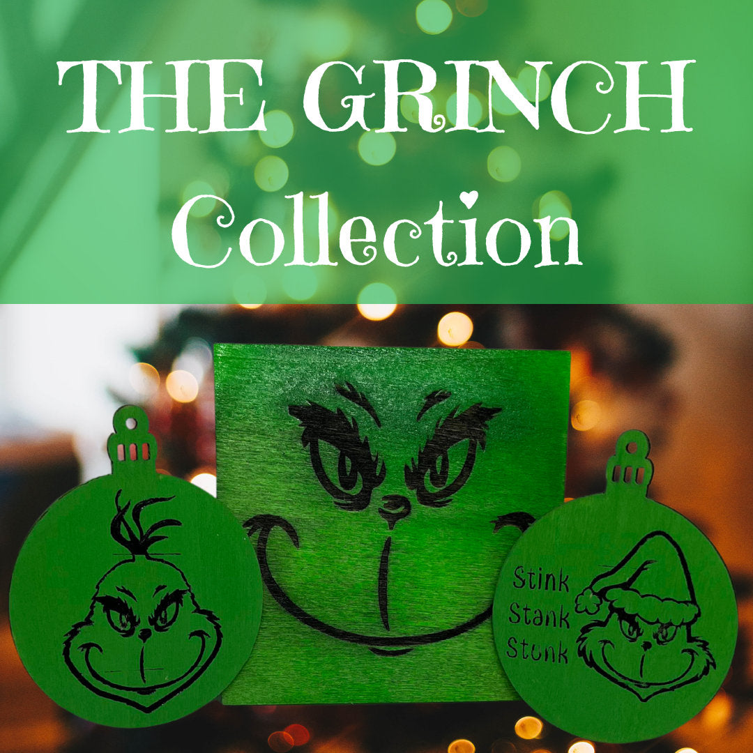 Handmade Wooden Grinch Ornaments & Decoration (Grinch Collection)
