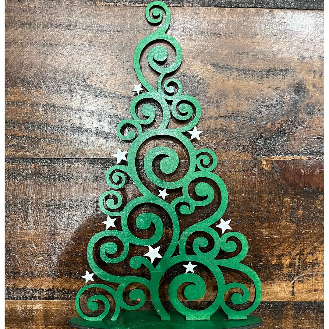 Enchanted Whimsical Christmas Tree Cutout, 6"x9" - Magical Hand-Painted Holiday Decor