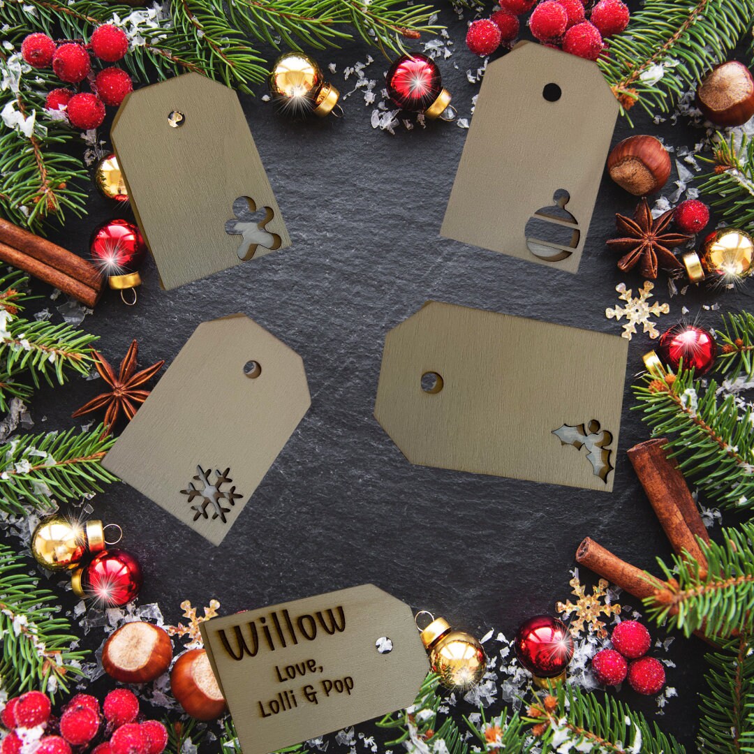 Wooden Christmas Gift Tags Bundle of 10