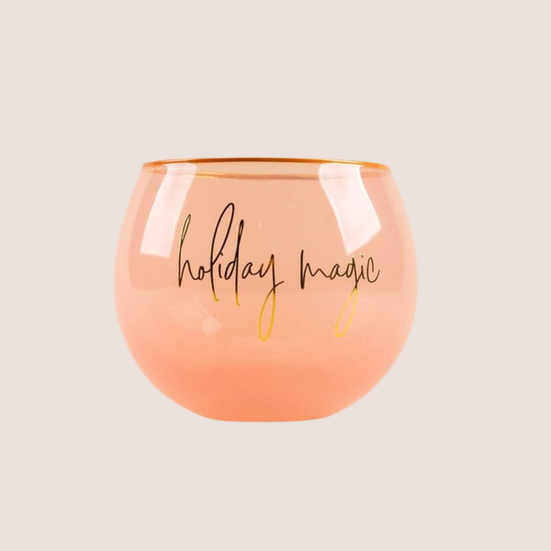 Roly Poly Stemless Wine Glass with Holiday Magic