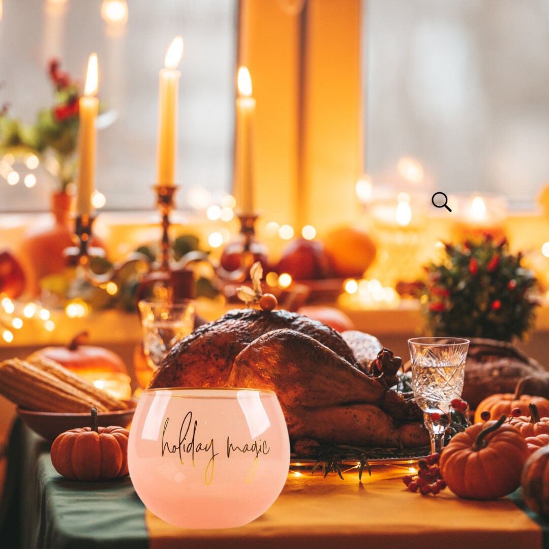 Roly Poly Stemless Wine Glass with Holiday Magic