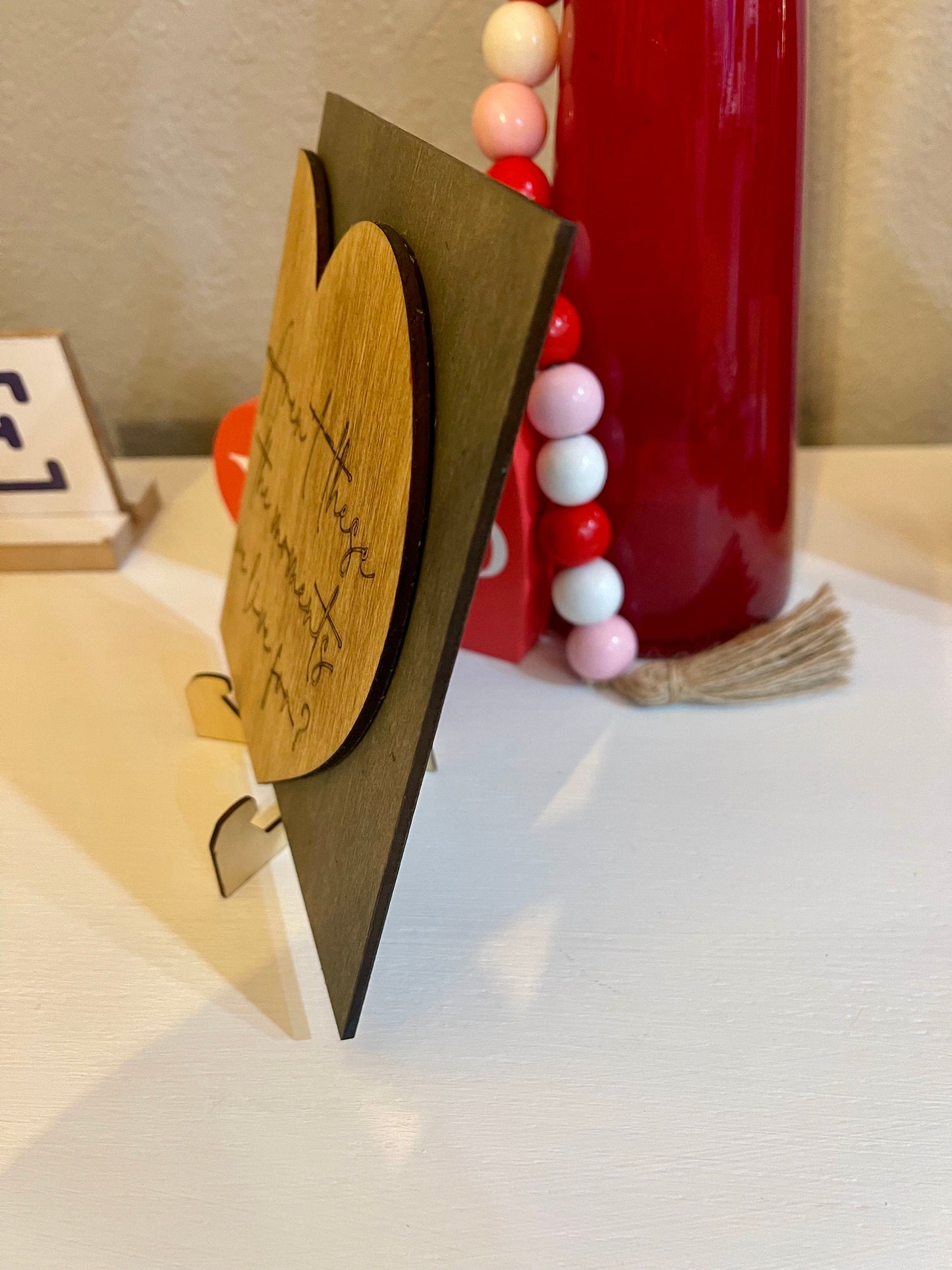 Layered wooden, inspirational, 3D heart picture