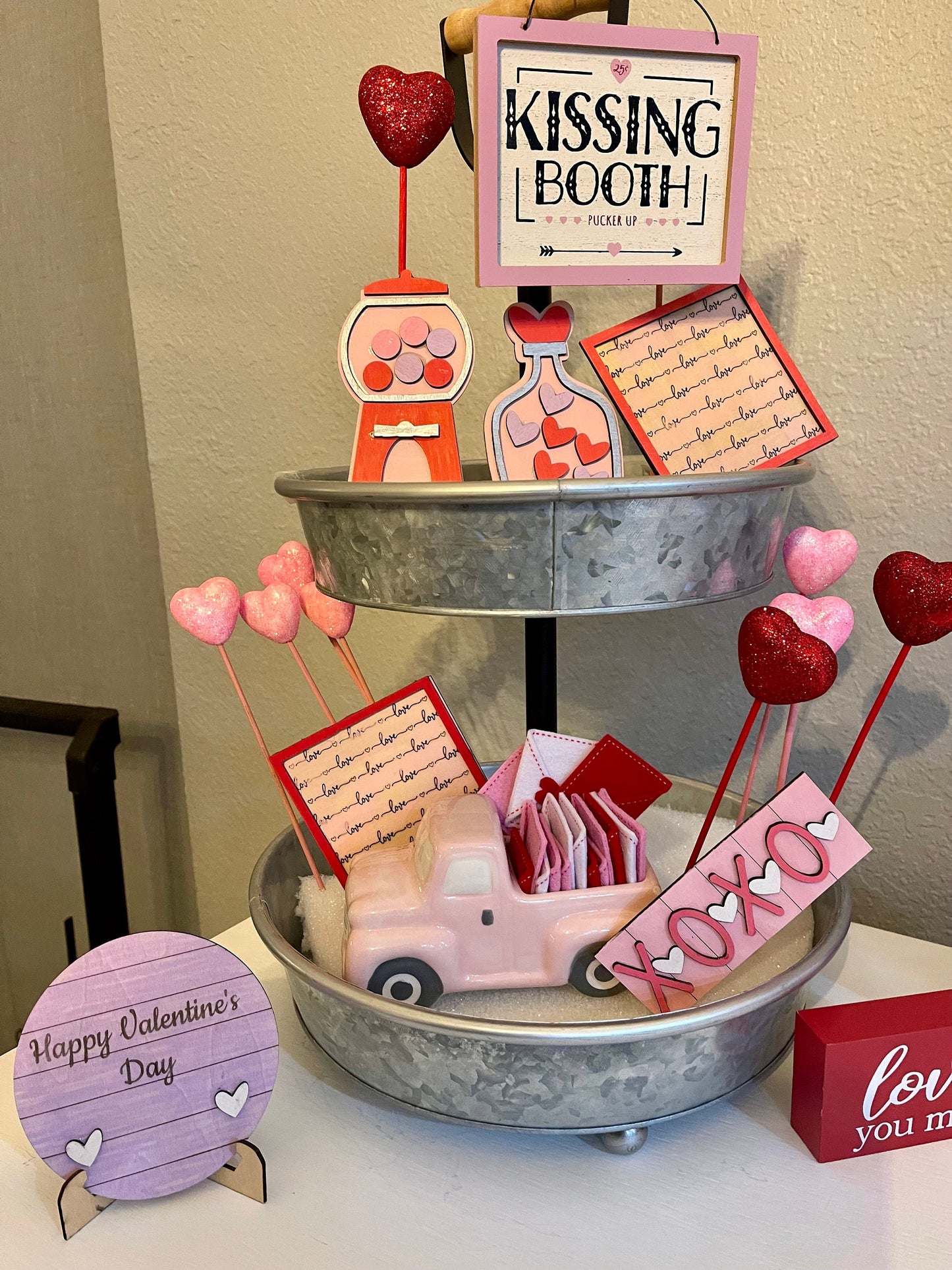 Valentines Day tiered tray 6 piece set