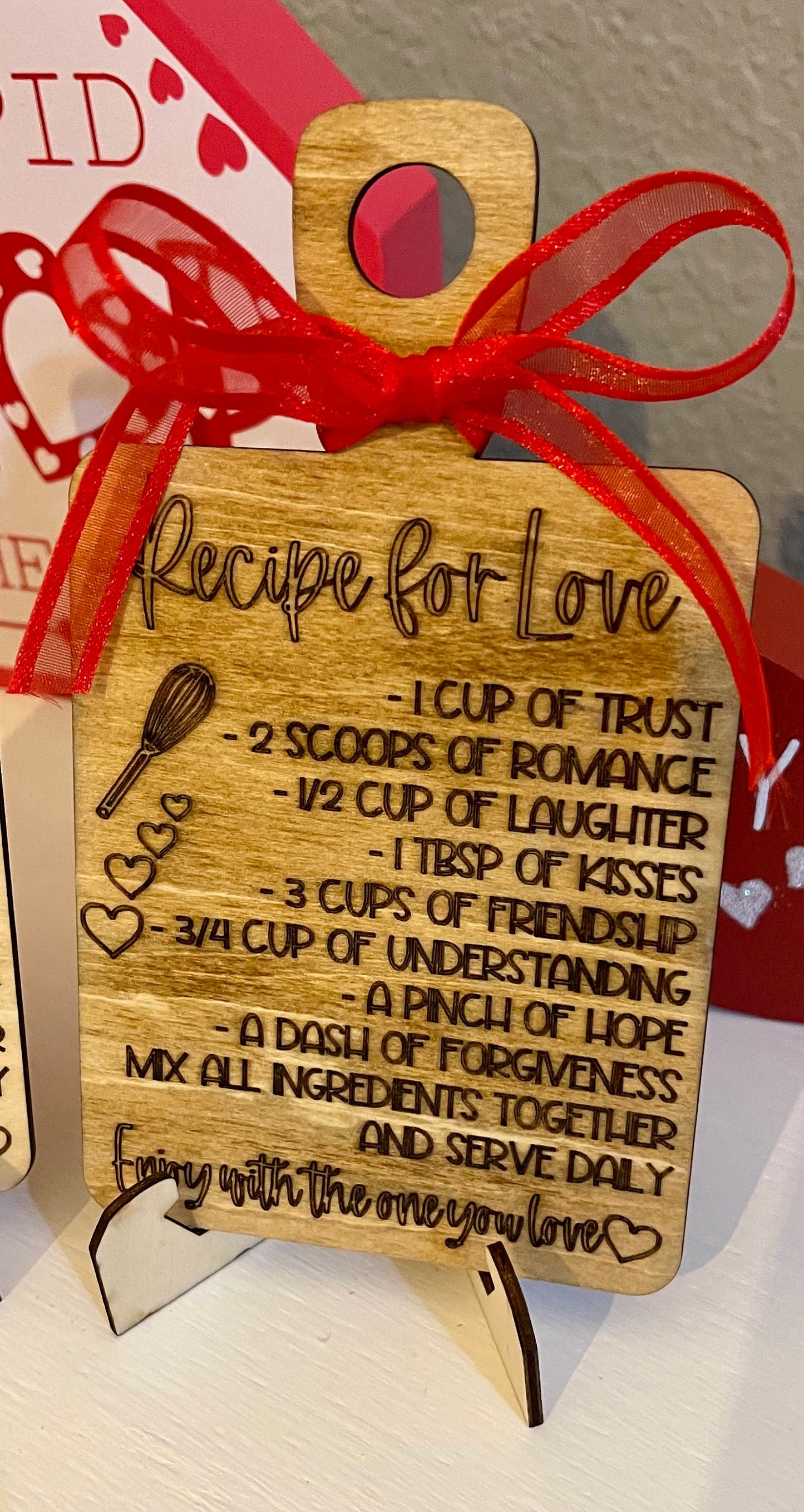 Recipe for Love Valentines Day Cutting Board with Easel/Stand