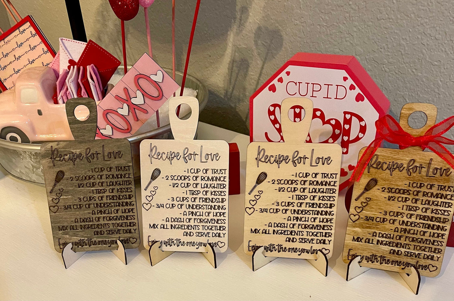 Recipe for Love Valentines Day Cutting Board with Easel/Stand