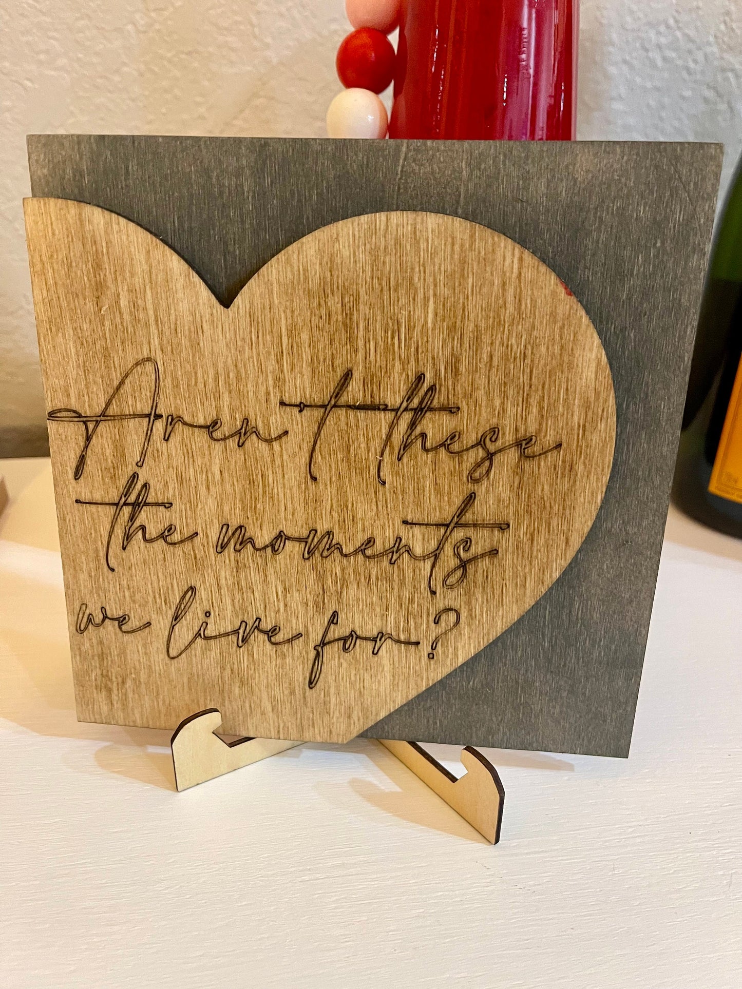 Layered wooden, inspirational, 3D heart picture