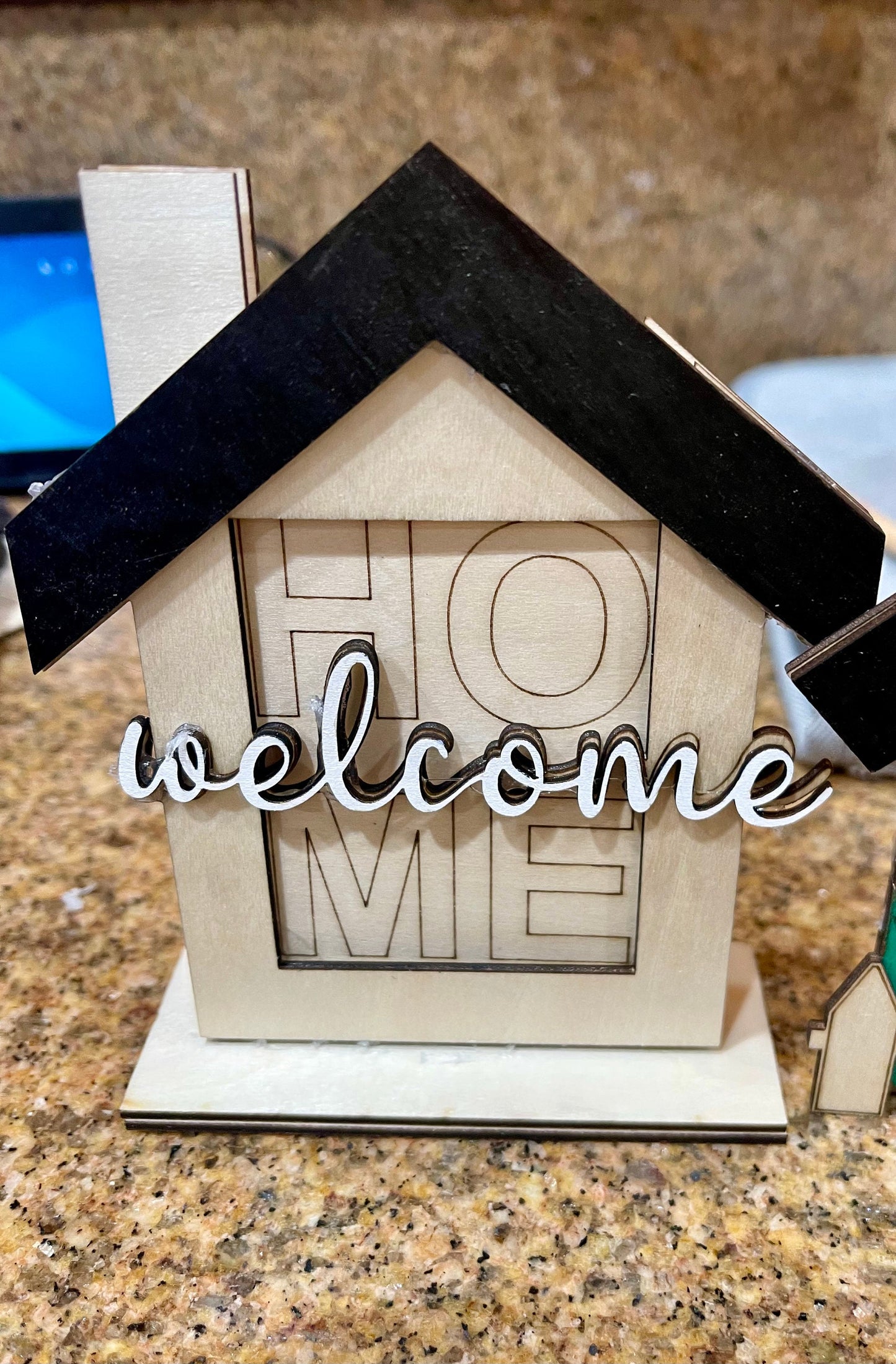 Welcome Home wooden gift card holder