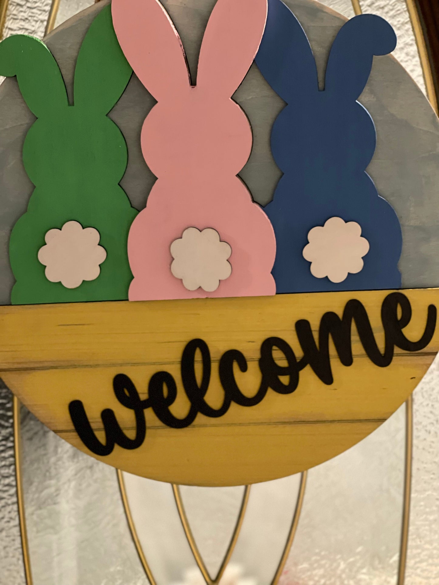Pastel Easter Bunny Laser Cut Wooden Door Hanger Sign
