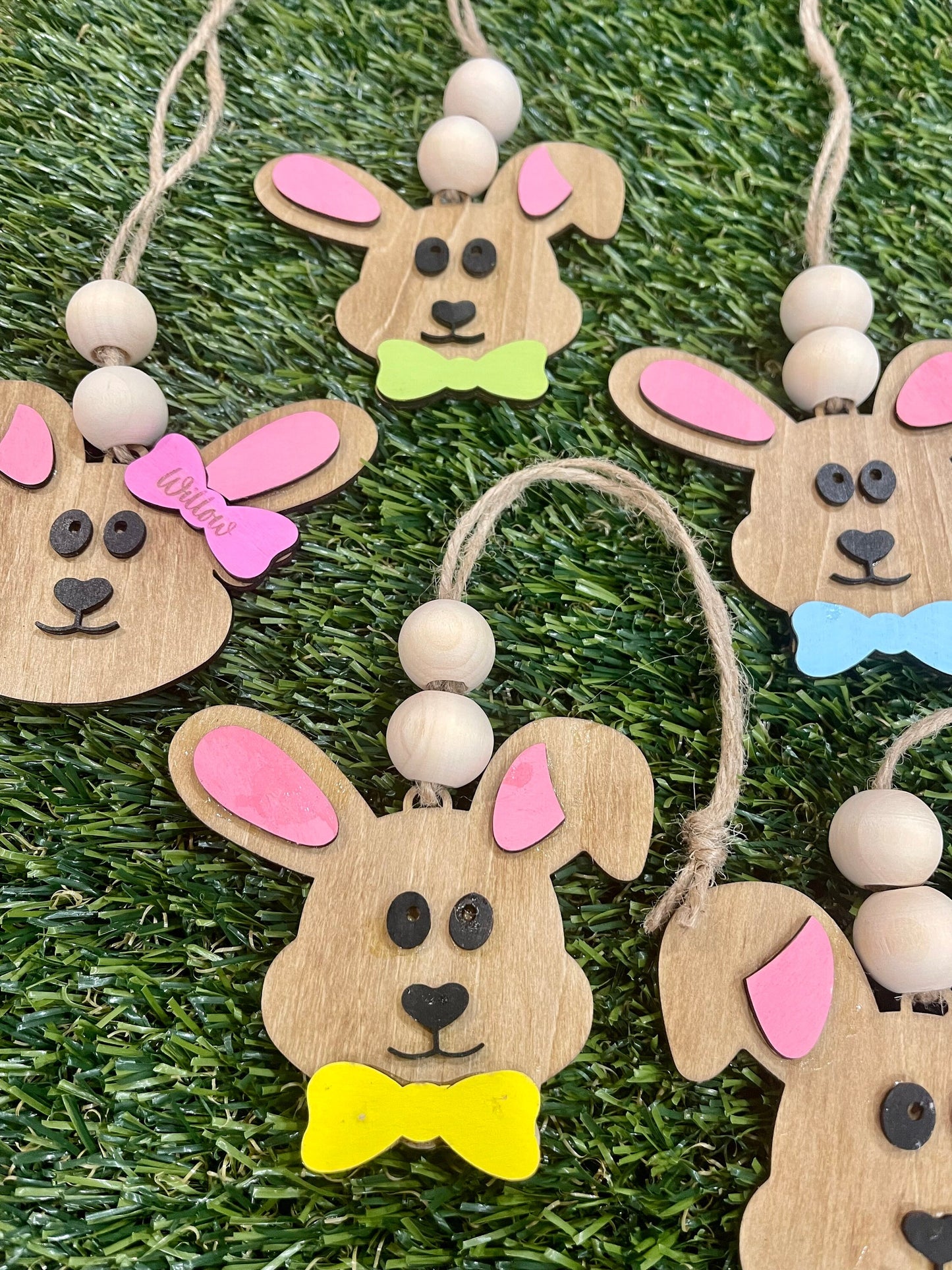 Laser cut Easter bunny personalized basket tag