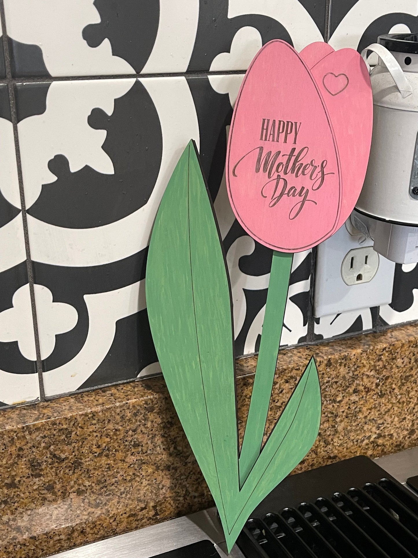 Engraved Tulip Flower Gift Card Holder Mothers Day