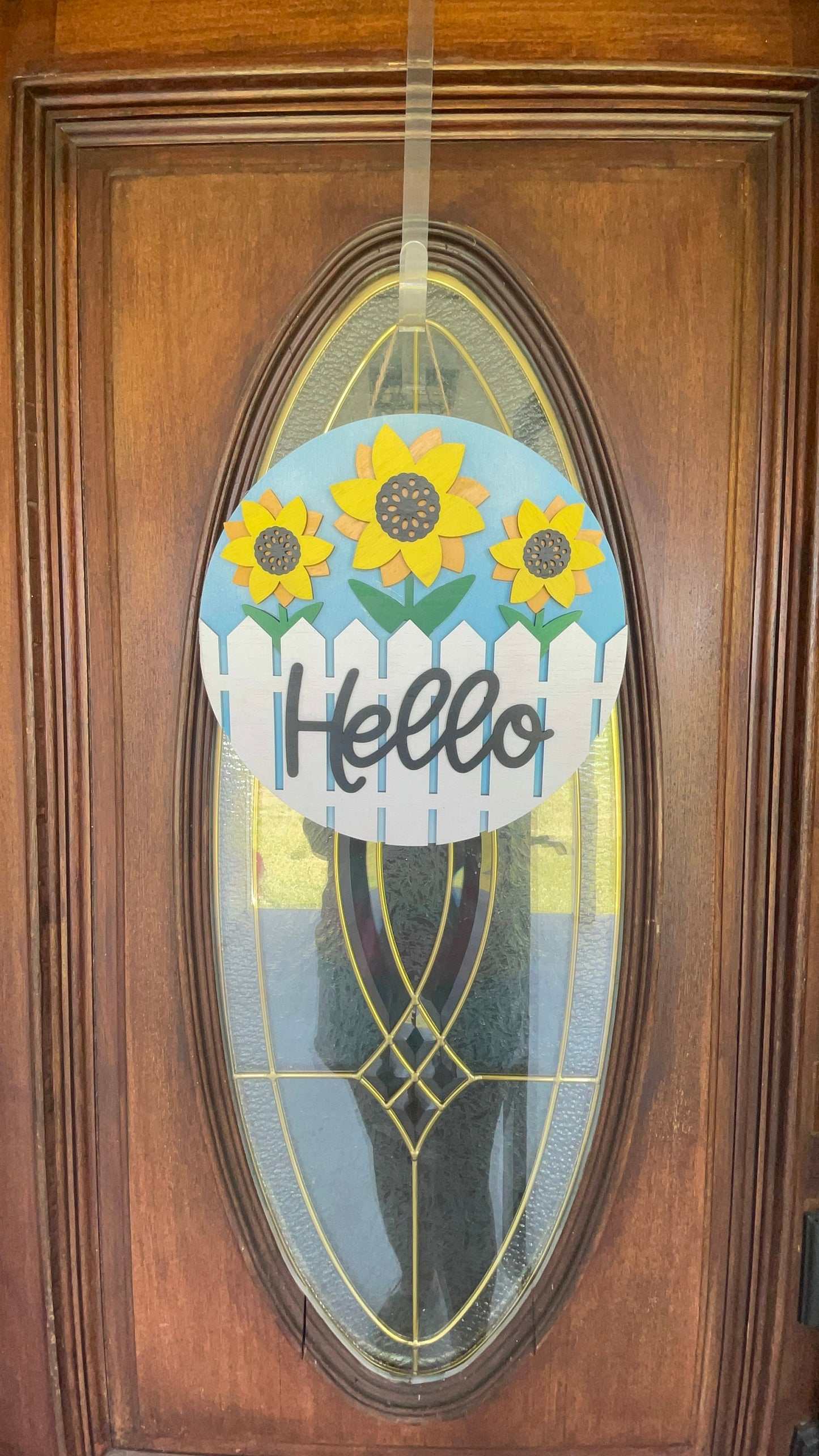 Summer Sunflower Hello Door Hanger Sign