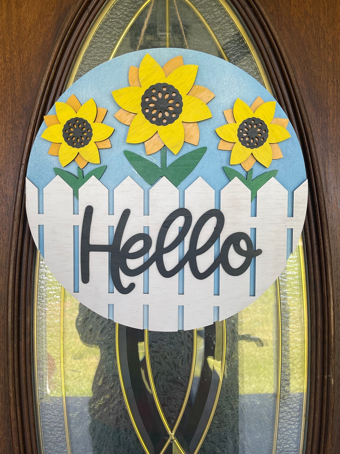 Summer Sunflower Hello Door Hanger Sign