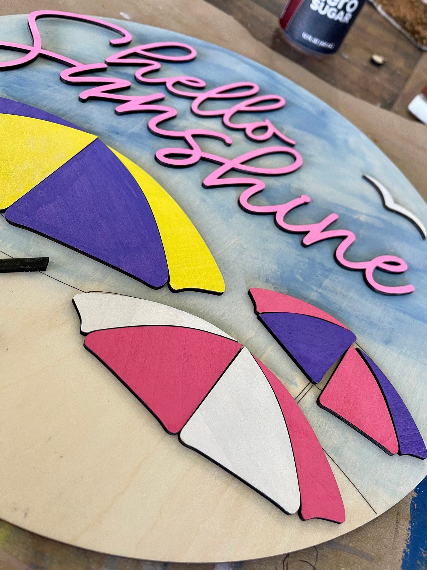 14 inch round beach summer door hanger sign