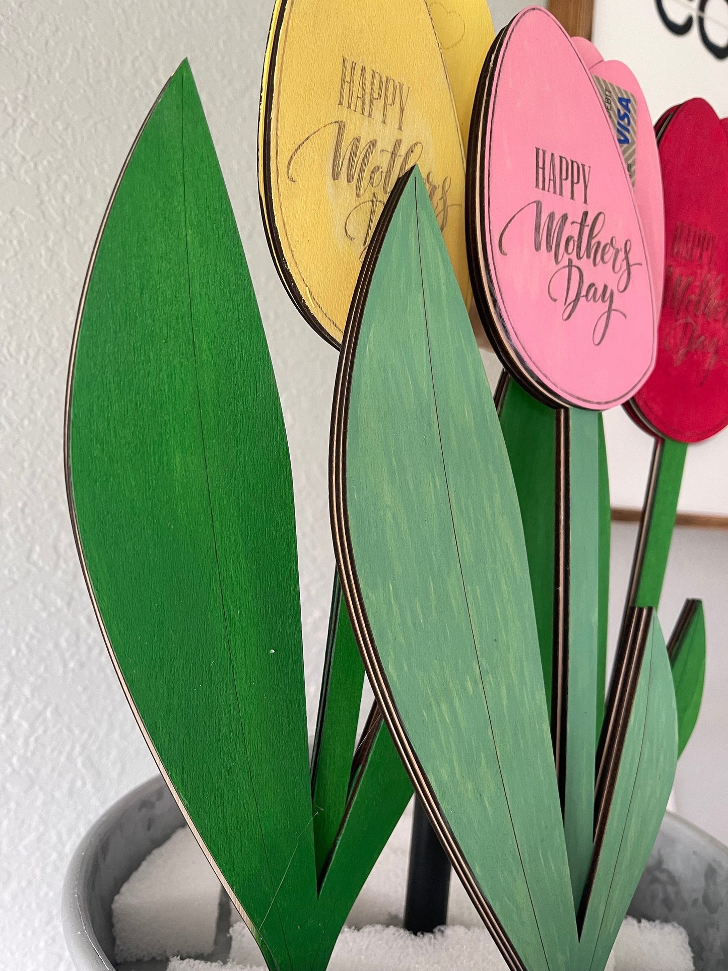Engraved Tulip Flower Gift Card Holder Mothers Day