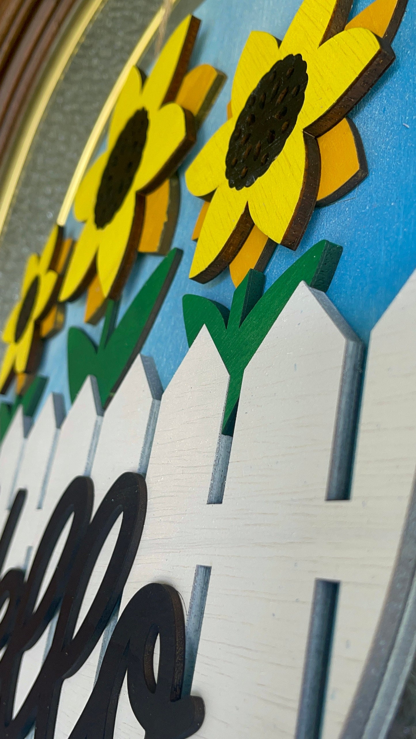 Summer Sunflower Hello Door Hanger Sign