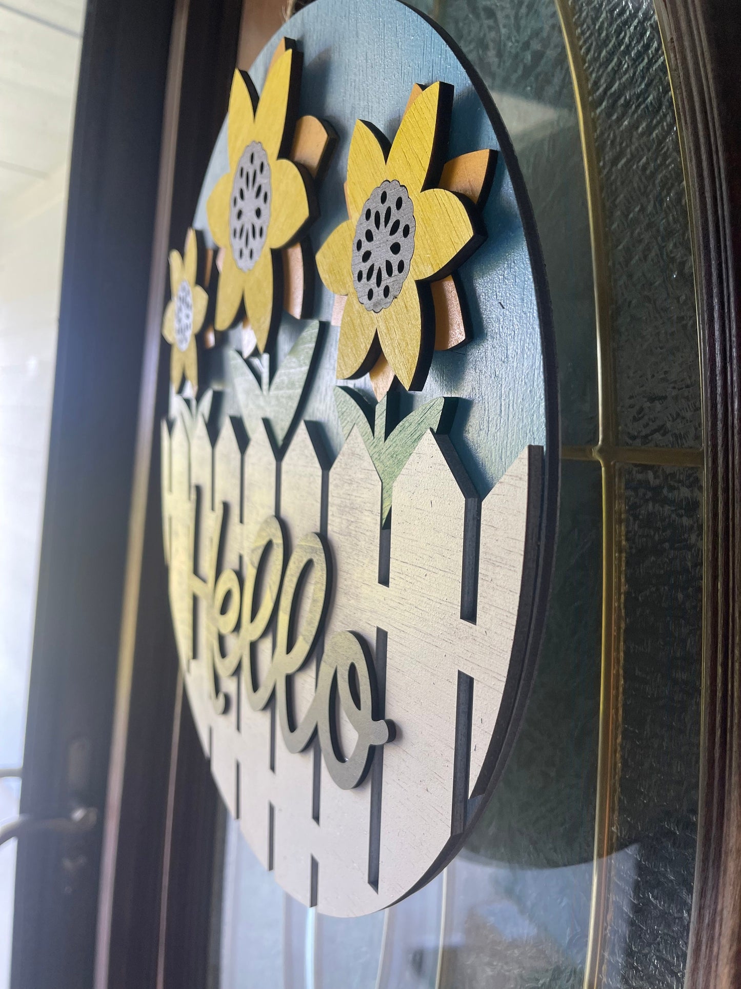 Summer Sunflower Hello Door Hanger Sign