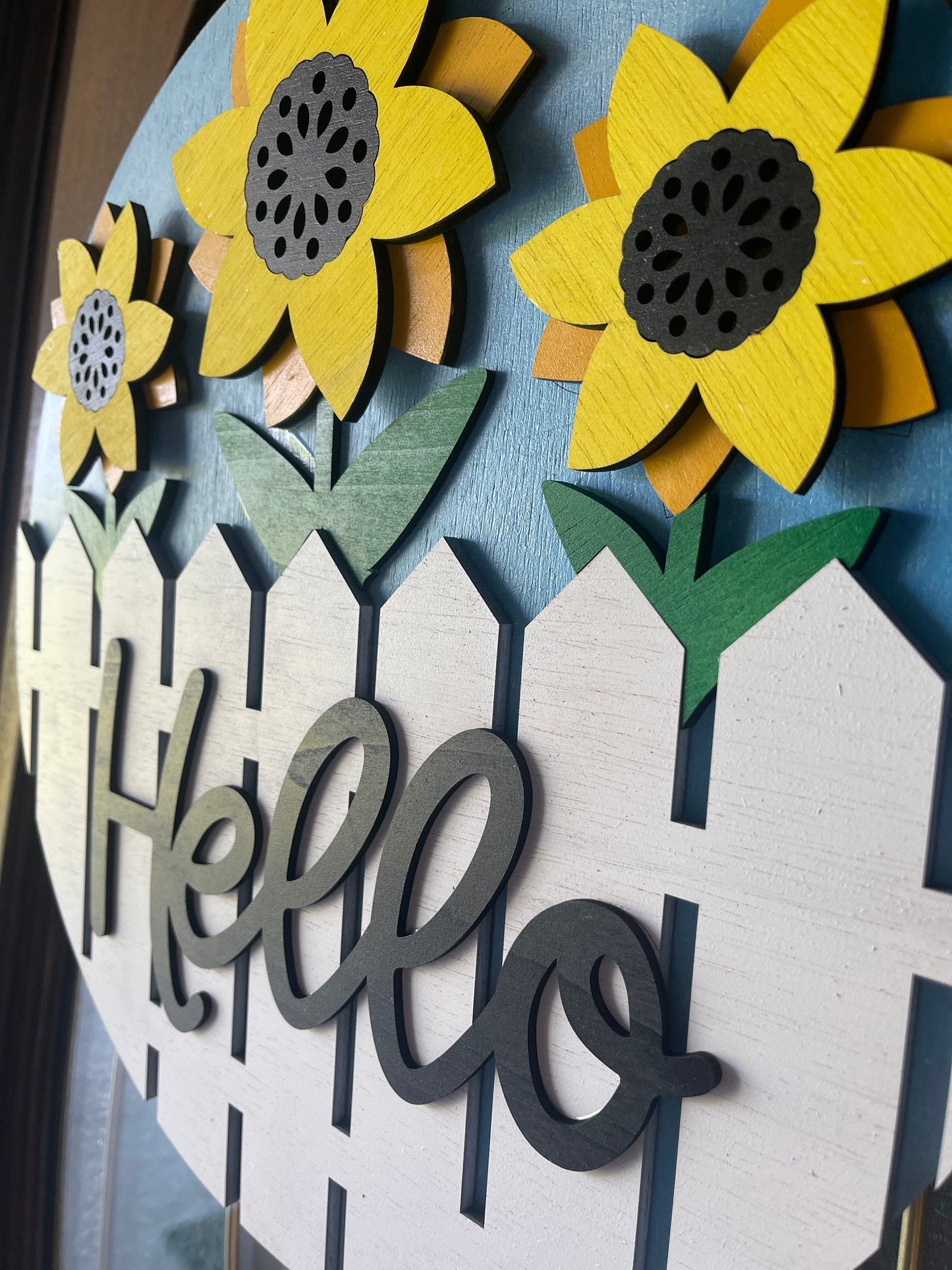 Summer Sunflower Hello Door Hanger Sign