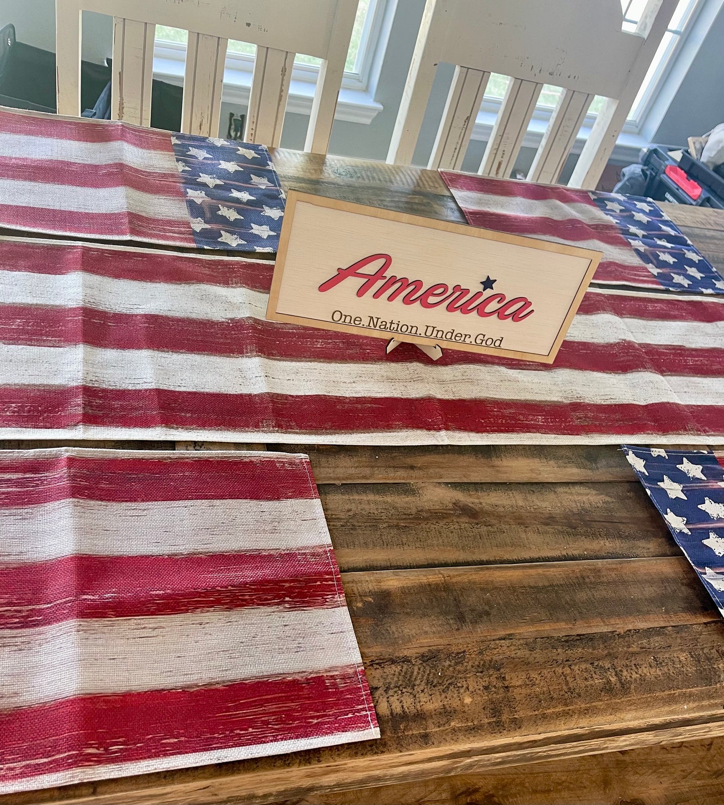 America One Nation Under God Patriotic Sign Plaque Home Decor
