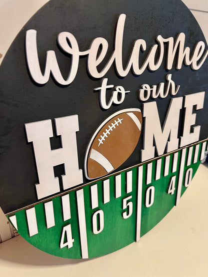 Football Welcome Home Wooden Door Hanger Plaque