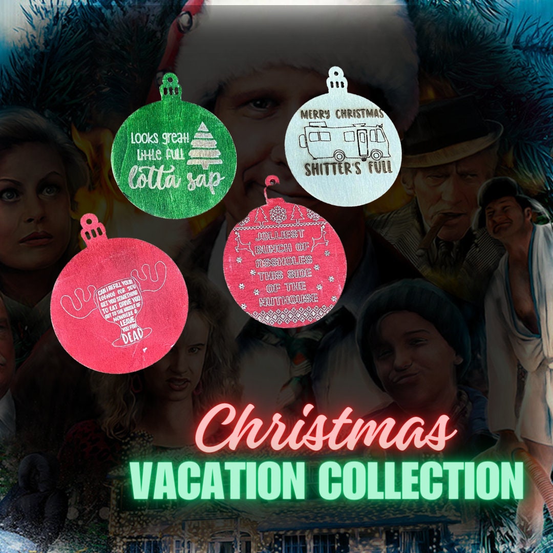 Custom 'Christmas Vacation' Wood Ornament Set