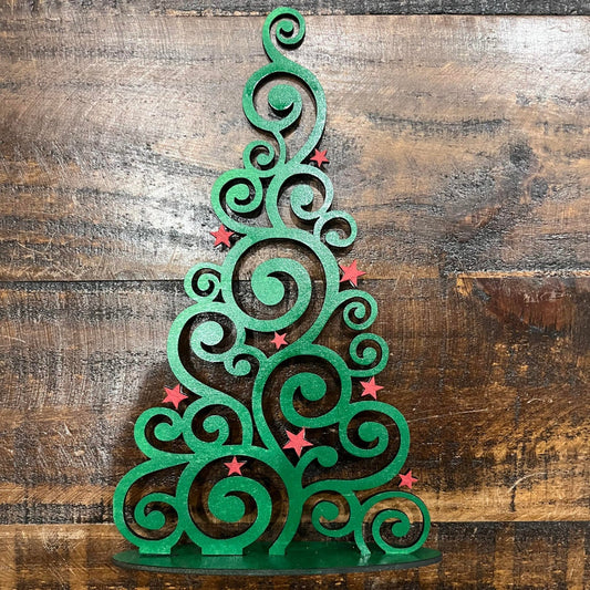 Enchanted Whimsical Christmas Tree Cutout, 6"x9" - Magical Hand-Painted Holiday Decor