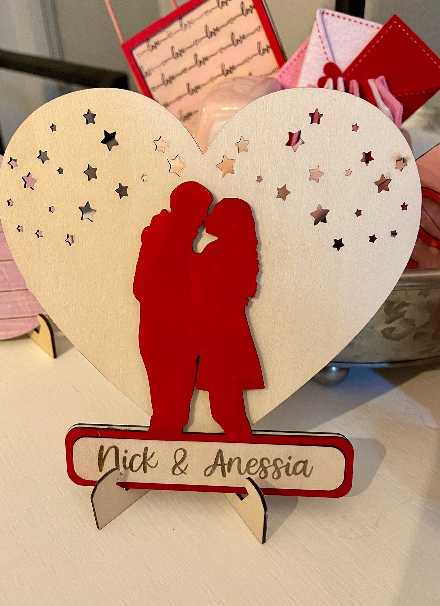 Couples in love heart sign that can be personalized