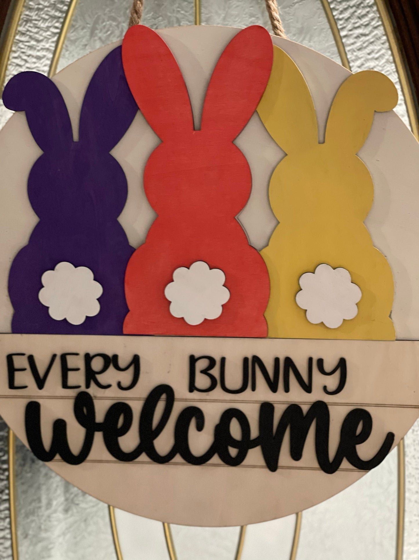 Every Bunny Welcome Laser Cut Wooden Door Hanger Sign