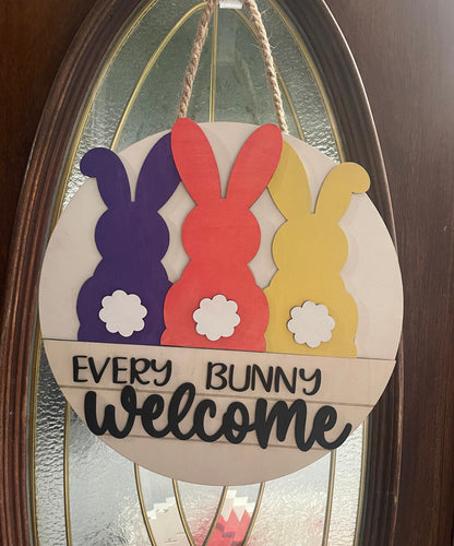 Every Bunny Welcome Laser Cut Wooden Door Hanger Sign