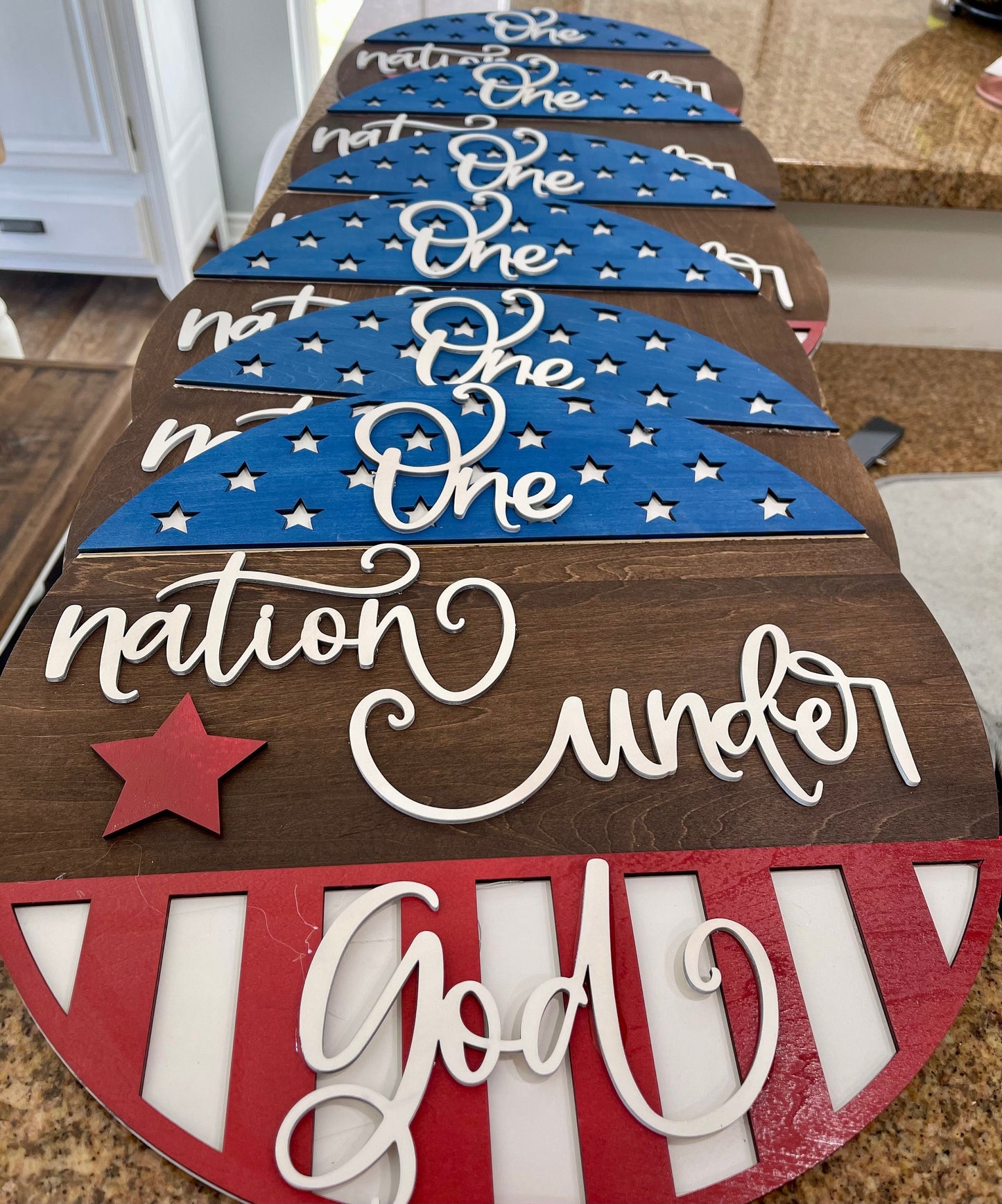 American Flag Laser Cut Door Hanger/Sign/Memorial Day/Fourth of July/Patriotic