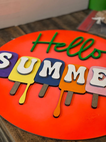 14" round Summer time Popsicle Door Hanger/Sign/Bright Colors