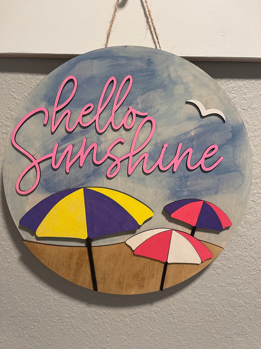 14 inch round beach summer door hanger sign