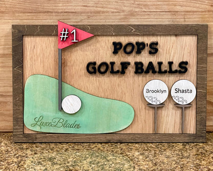 Dad/Pop/Father's Day Wooden Golf Ball Plaque