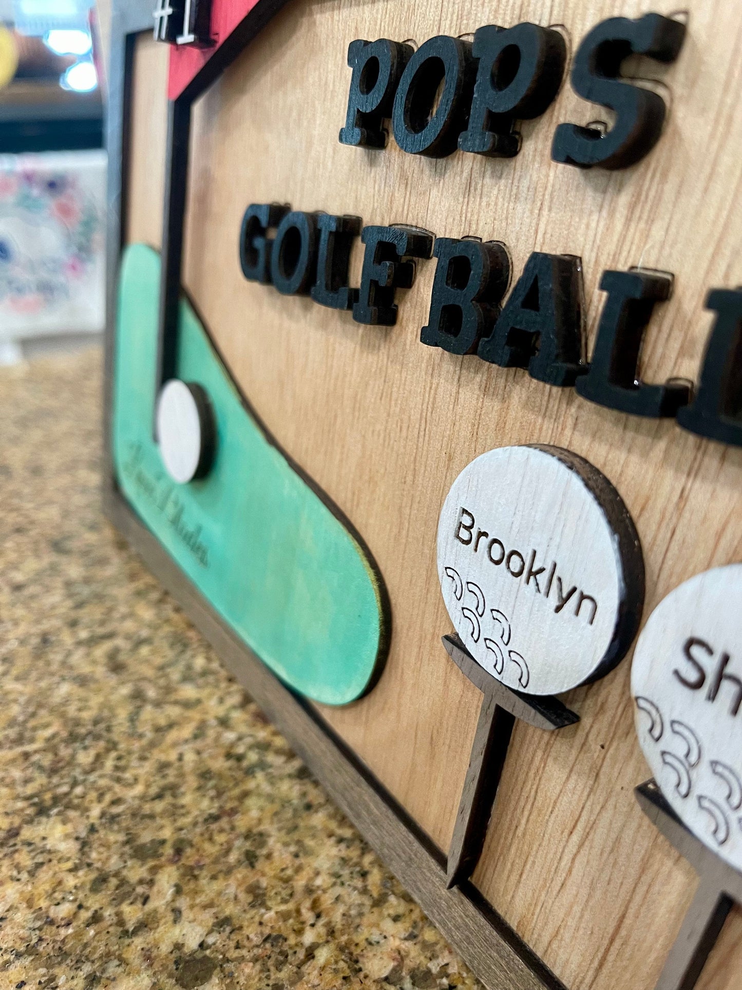 Dad/Pop/Father's Day Wooden Golf Ball Plaque