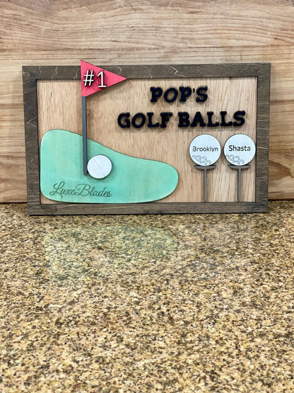 Dad/Pop/Father's Day Wooden Golf Ball Plaque