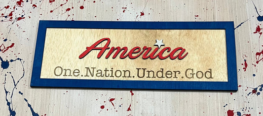 America One Nation Under God Patriotic Sign Plaque Home Decor