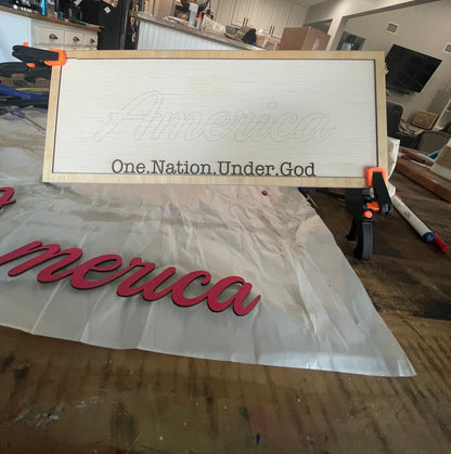 America One Nation Under God Patriotic Sign Plaque Home Decor
